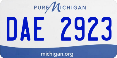 MI license plate DAE2923