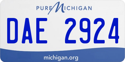 MI license plate DAE2924