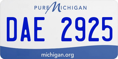 MI license plate DAE2925