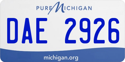 MI license plate DAE2926