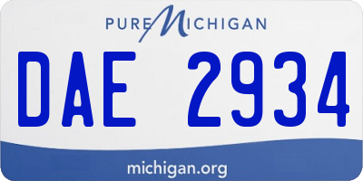 MI license plate DAE2934