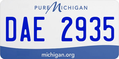 MI license plate DAE2935