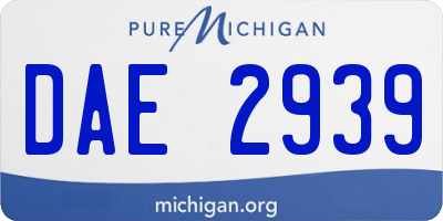 MI license plate DAE2939