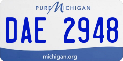 MI license plate DAE2948