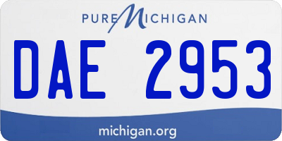 MI license plate DAE2953