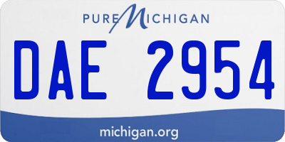 MI license plate DAE2954