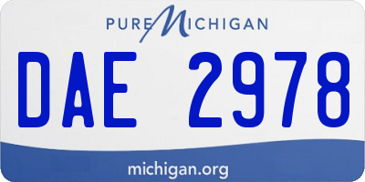 MI license plate DAE2978