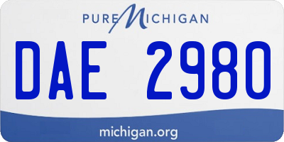 MI license plate DAE2980