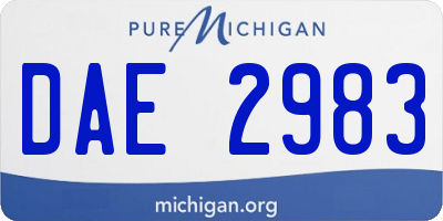 MI license plate DAE2983