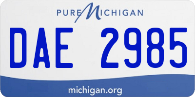 MI license plate DAE2985