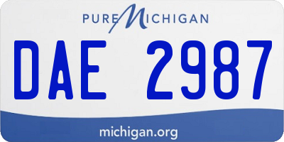 MI license plate DAE2987