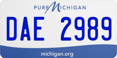 MI license plate DAE2989
