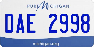 MI license plate DAE2998