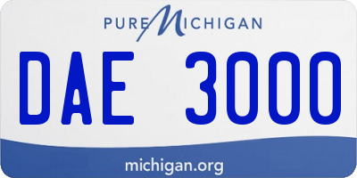 MI license plate DAE3000