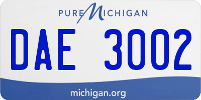 MI license plate DAE3002