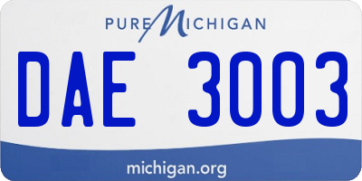 MI license plate DAE3003