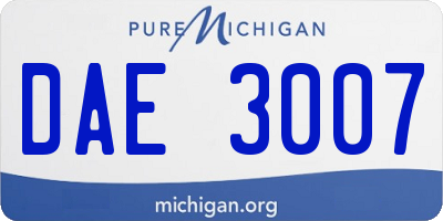 MI license plate DAE3007