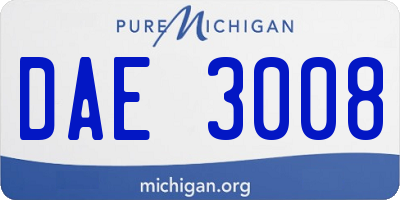 MI license plate DAE3008
