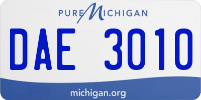 MI license plate DAE3010