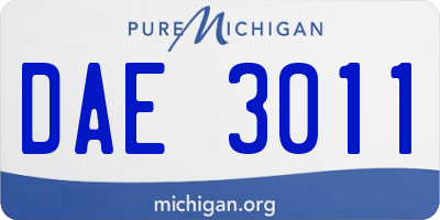 MI license plate DAE3011