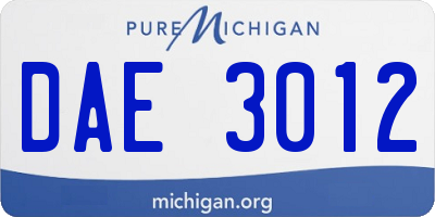 MI license plate DAE3012