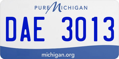 MI license plate DAE3013