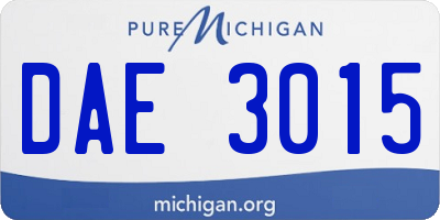 MI license plate DAE3015