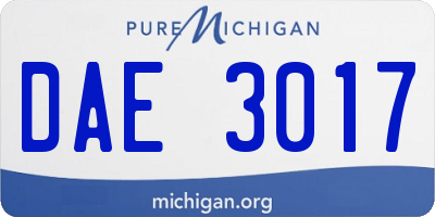 MI license plate DAE3017