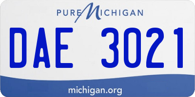 MI license plate DAE3021