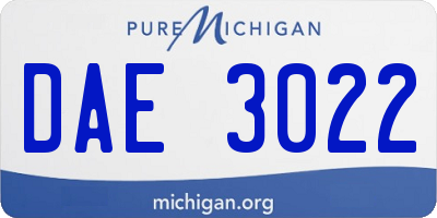 MI license plate DAE3022