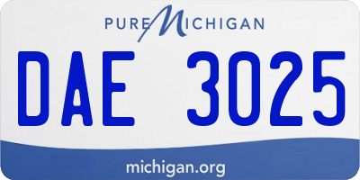 MI license plate DAE3025