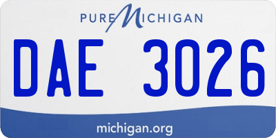MI license plate DAE3026