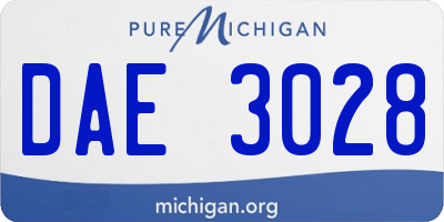 MI license plate DAE3028