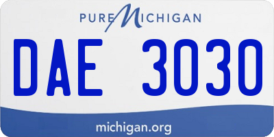 MI license plate DAE3030