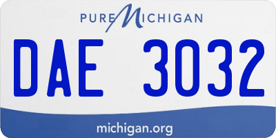 MI license plate DAE3032