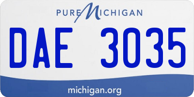 MI license plate DAE3035