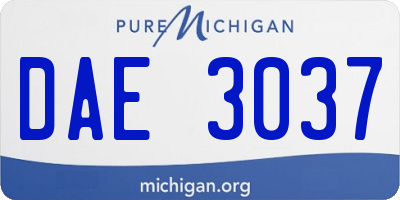 MI license plate DAE3037