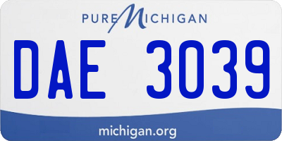 MI license plate DAE3039