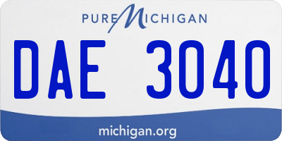 MI license plate DAE3040