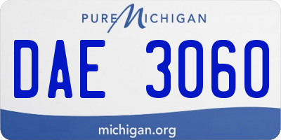 MI license plate DAE3060