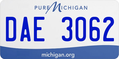 MI license plate DAE3062