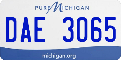 MI license plate DAE3065