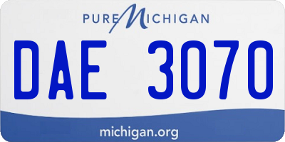 MI license plate DAE3070
