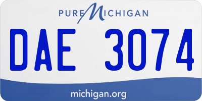 MI license plate DAE3074