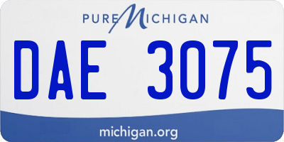 MI license plate DAE3075