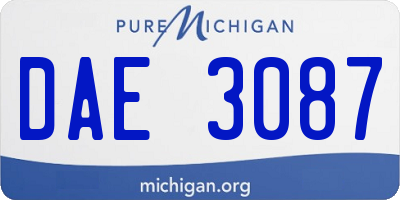 MI license plate DAE3087