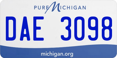 MI license plate DAE3098