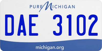 MI license plate DAE3102