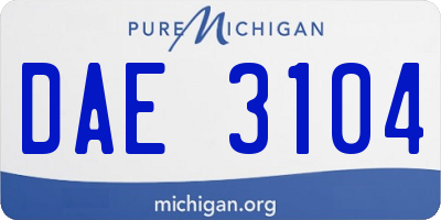 MI license plate DAE3104