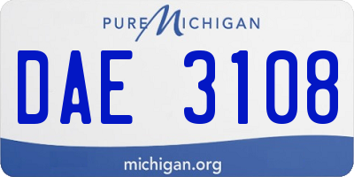 MI license plate DAE3108